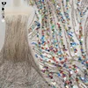 2018 New style latest embroidered striped colorful sequin glitter lace fabric DHGL1012