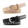 Punk Ladies White Black Red Leather Studded Belt Thin Waist Belts for Women Jeans Pants