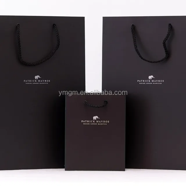 paper customised bag with silver stamping wholesale