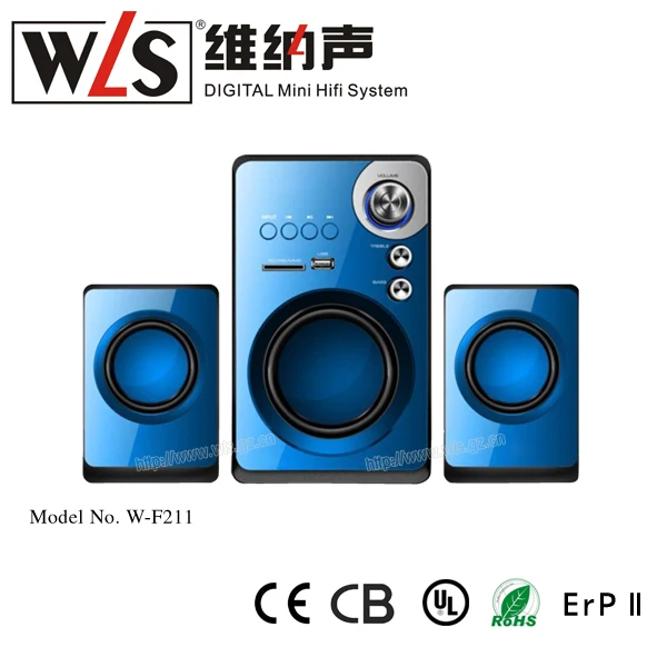 2.1 channel hifi music system with USB SD card Bluetooth FM radio Micphone Earphone