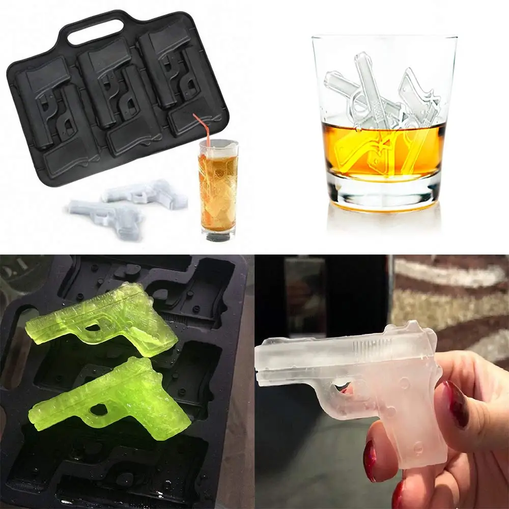 4 -Cup Ice Cube Shot Shape Silicone Shooters Glass Freeze Molds
