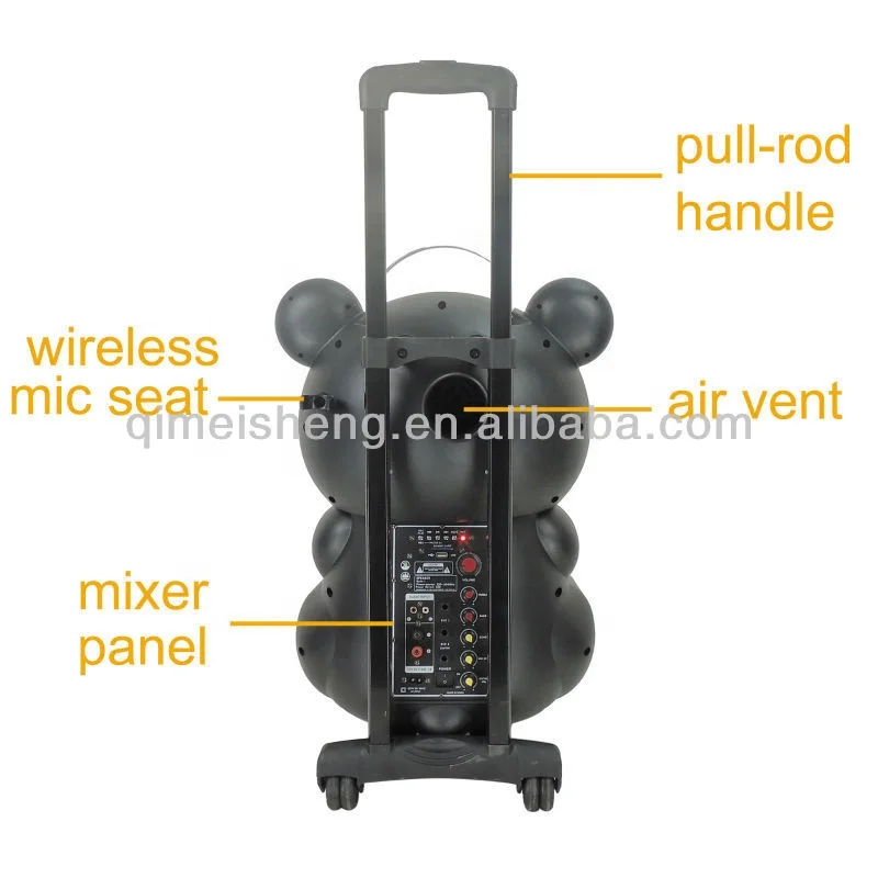 portable 10 inch trolley bear dj speaker with USB,SD,FM,Remote - ANKUX.COM
