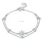 Cubic Zircon Jewelry Sterling Silver Double Chain Bracelet