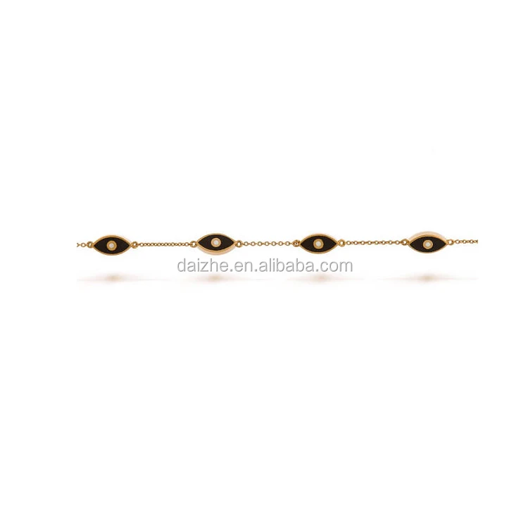 factory custom 2017 yiwu cheap wholesale CZ round charm tennis evil eye chain classic bracelet gold plated