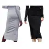 2019 Fashion Women Sexy Chic Pencil Skirt Wool Rib Knit Long Skirt Office Ladies Package Hip Split Waist Midi Skirt F530