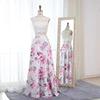 2018 new designer two piece long lace top floral prom dress