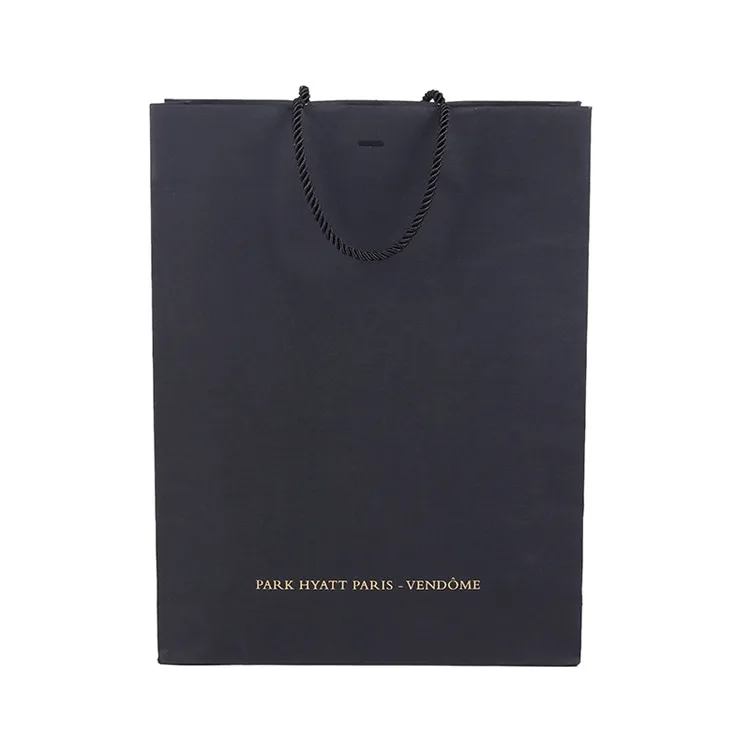 Luxury Lamination Customized Logo Foldable Printing Gift Black Shopping Paper Bag