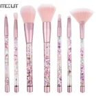 7pcs Cute Makeup Brushes Liquid Quicksand Glitter Makeup Brush Set With Crystal Pouch Nylon Hair with Acrylic Handle