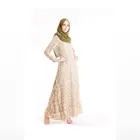 Professional Casual Women Abaya Maxi Muslim Lady Dress Lace Tops Woman Kaftan With Pearl Baju Kurung And Melayu