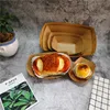 Custom recycled disposable folding cardboard boat shaped food container paper meal tray