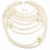 Fashion Woman Wild Clothing Accessory Multi-layer Long Chain Pearl Necklace Set