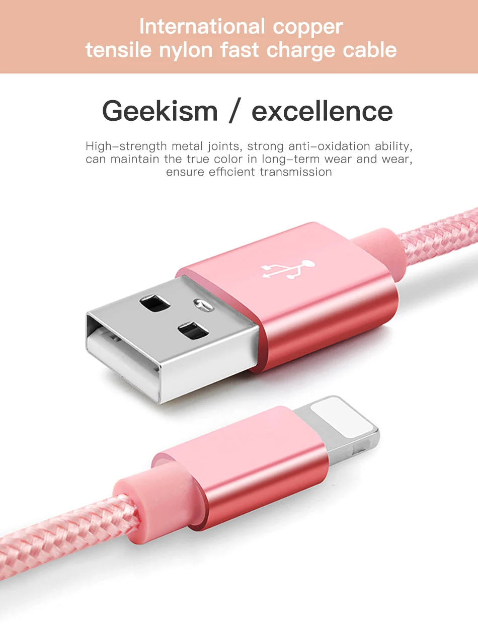 1M 2.2A Nylon Braided USB Charging Data Cable For IOS Android Type c 8 Pin Fast Charge Cables - ANKUX.COM