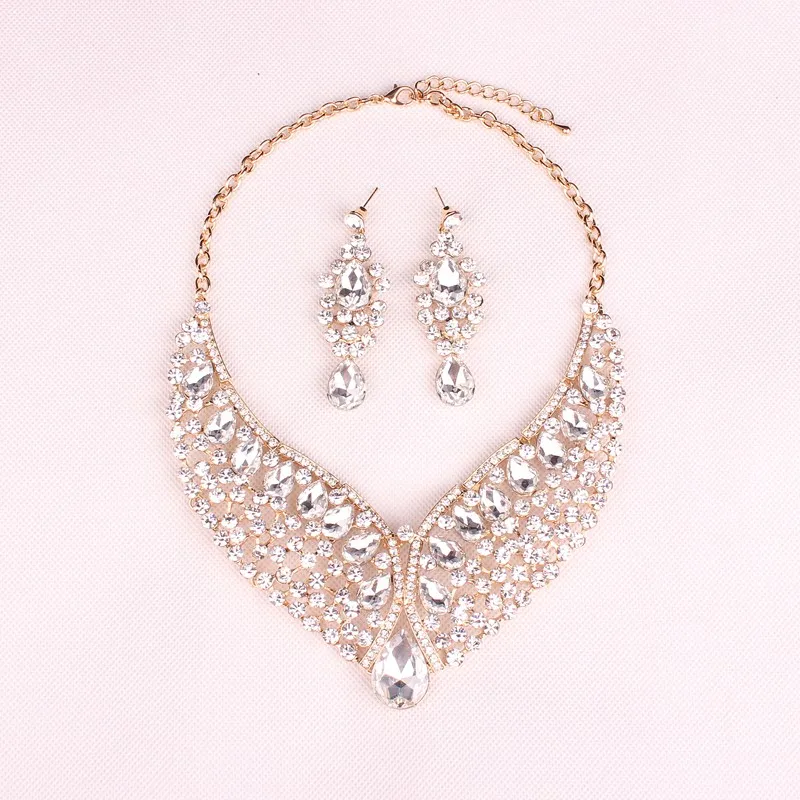 Gorgeous Wedding Bridal Costume African Jewelry sets Big Rhinestone Crystal Gold Plated Necklace Stud Earring Set Women Party
Gorgeous Wedding Bridal Costume African Jewelry sets Big Rhinestone Crystal Gold Plated Necklace Stud Earring Set Women Party
