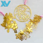 Metal Craft golden color Sakura design OEM bookmark gift Customized Cherry shape bookmark clips