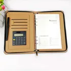 High quality hot sale PU leather hard cover calculator notebook with zip
