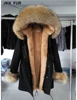 Thick Warm Parka Real Raccoon Fur Collar Parker Women Hooded Jacket Winter Fashion Coat