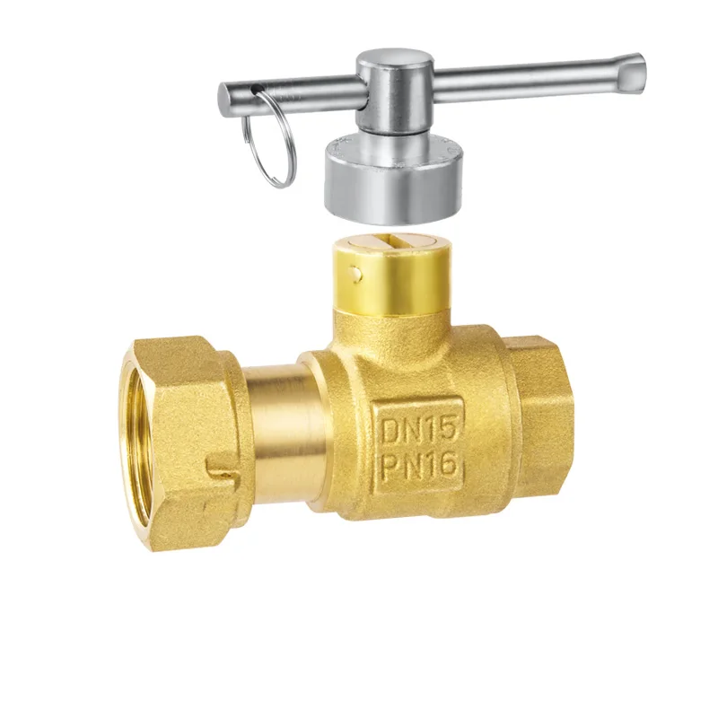 Magnetic lock brass water meter valve install head of water meter