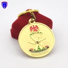 Factory Custom Gold Keychain Nigeria Customs Service Keyring with Logo Justice And Honesty
