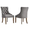 2 pcs modern Upholstered Linen Fabric and Wooden with sponge seat leisure dining Chairs