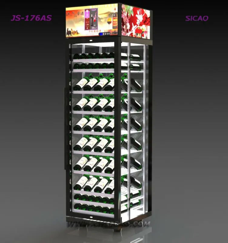 1000l Four Wall Glass Doors Wine Display Showcase For Liquor Beer