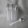 8ML Square Lip Gloss Bottles ,Empty Clear Lip Balm Bottle, 8 ml Oil Bottles With Silicone Lip Flocking Head &Double cover