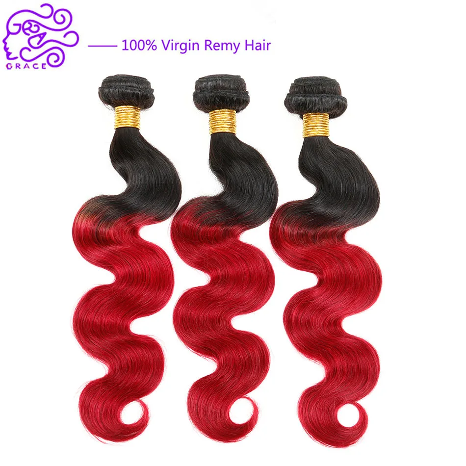 Buy Wholesale 6a Grace Hair 1b Red Ombre Human Hair Weave Body