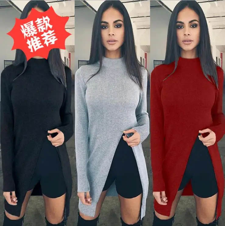 Fashion Women' Clothing Women Long Sleeve Top Knitted Pullovers High Split Hem Casual Knitwear Solid Sweaters, Red;grey;black
Fashion Women' Clothing Women Long Sleeve Top Knitted Pullovers High Split Hem Casual Knitwear Solid Sweaters, Red;grey;black