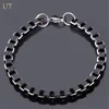 U7 Aluminum Alloy bracelets 21CM 6MM motorcycle box link chain bracelet black