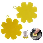 Flower Shape BPA Free Silicone Dish Washing Brush Food Grade Scrubber Kitchen Cleaning Sponges for Pot Pan Fruit