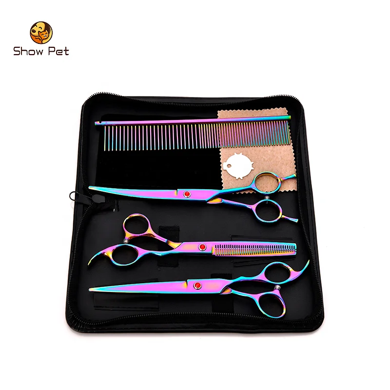 Electroplate pet scissors dog grooming scissors suit scissors 4 pieces set 4 colors, Black, golden, lazer, blue
Electroplate pet scissors dog grooming scissors suit scissors 4 pieces set 4 colors, Black, golden, lazer, blue