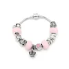 Factory Price New Silver Bracelet Designs Pink Jewel European Styles Bracelet Charms For Women PB0135