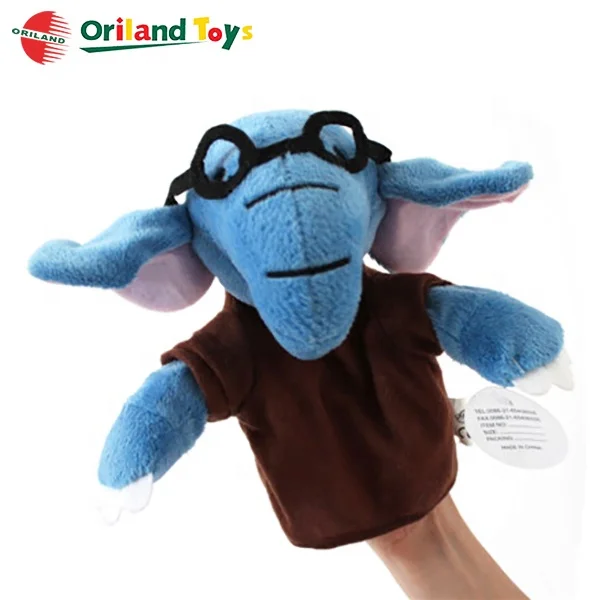 Lovely blue elephant calf soft plush stuffed toys hand puppet