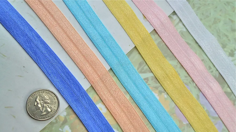 Elastic Fold Over Stretch Ribbon Pastel Hair Ties Sewing Trim