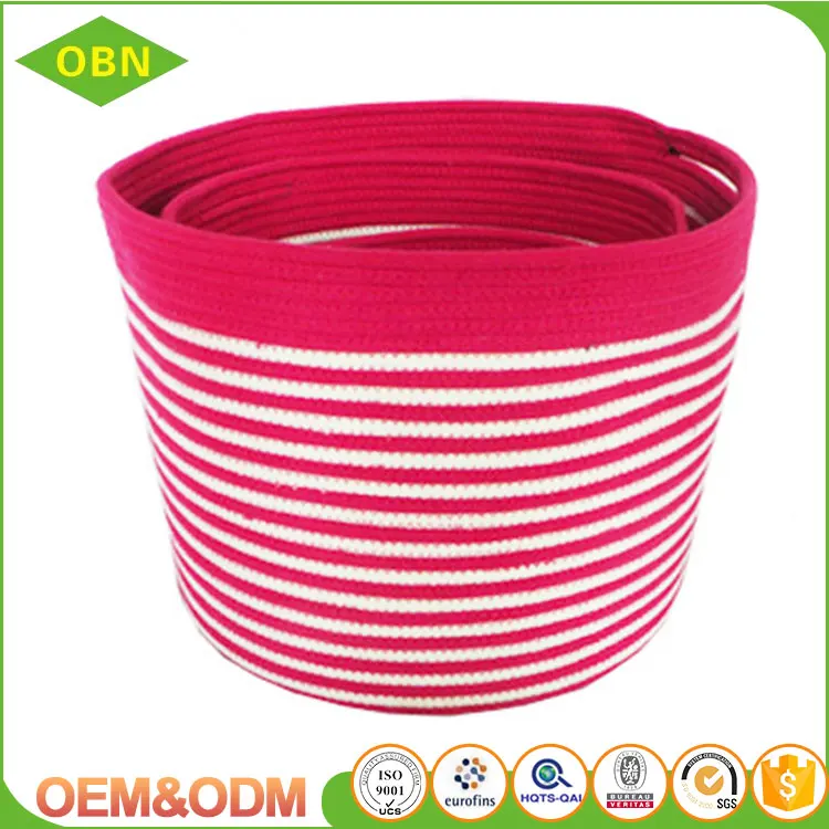 classic pattern round cotton rope basket hand sewing durable