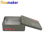 Rectangular armygreen tin box packaging with company logo
