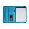 hot selling custom a4 size cyan portfolio zip car pocket tablet file folder padfolio genuine leather