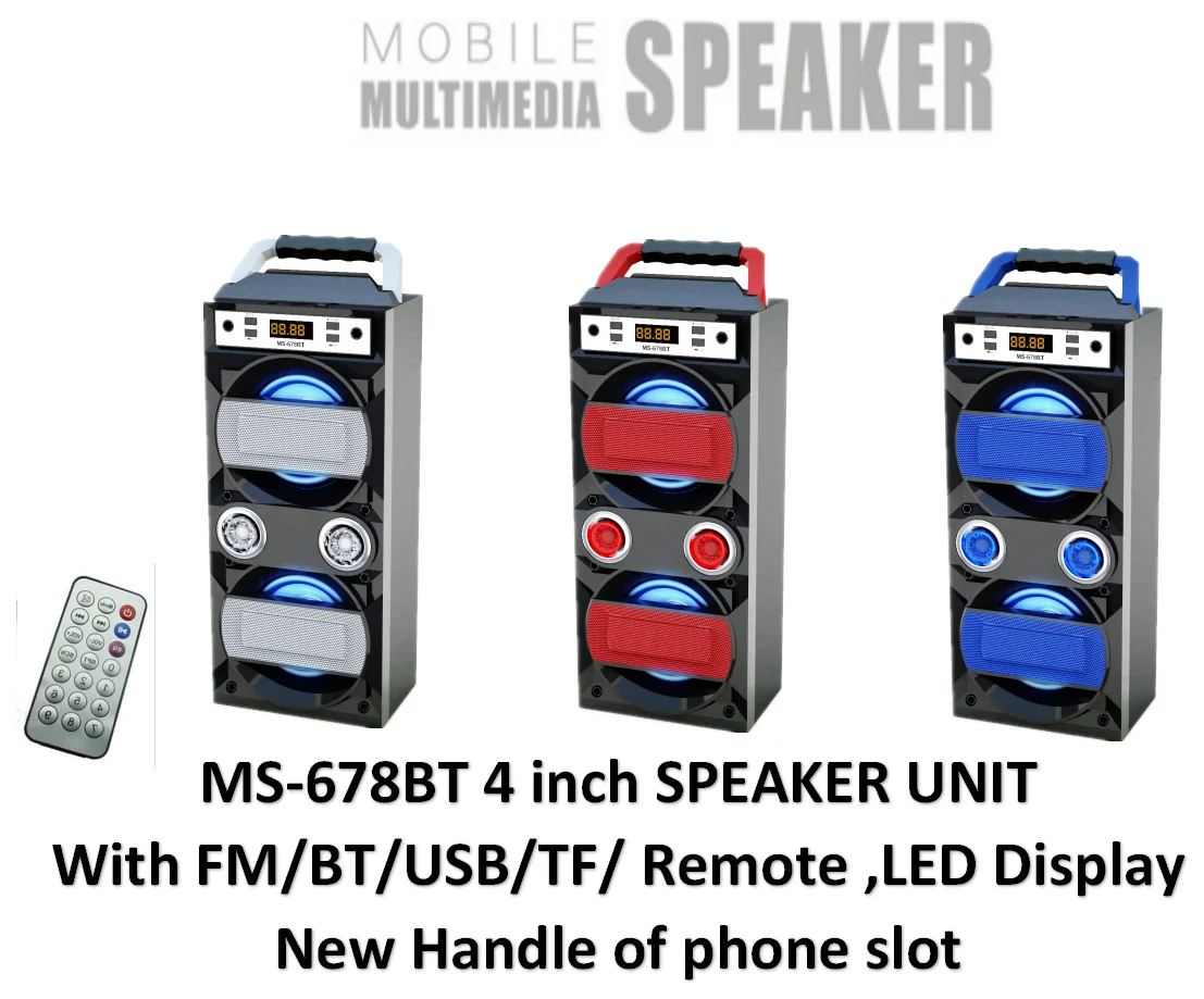 Latest new 4inch wireless Portable wooden outdoor Speaker MS -676BT with TF/USB/FM Radio mp3 speaker , with remote - ANKUX.COM