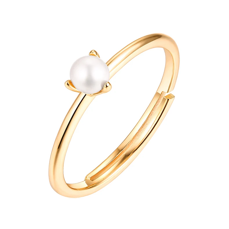 

Simple Style Gold Plated 925 Sterling Silver Stackable Mini Dainty Tiny Solitaire Freshwater pearl Ring