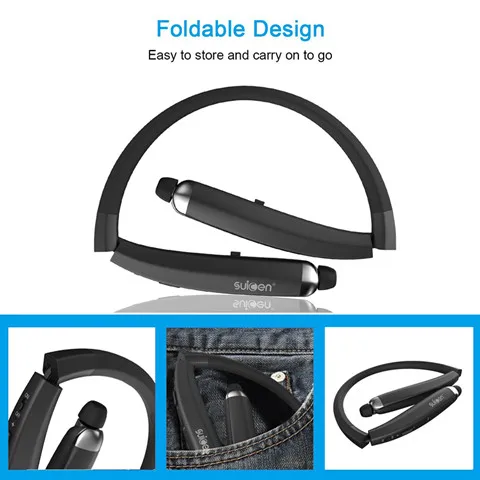 Slim Neckband Wireless outdoor sport using headset foldable retractable headphones - ANKUX.COM