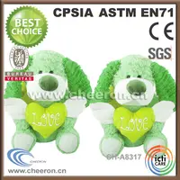 lovers gifts big head dog plush stuffed dog toys with heart