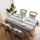 New Design Gray Striped Fitted Linen Tablecloth Rectangle