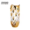 12'' Electroplating bead glass vase with gold and decal flower