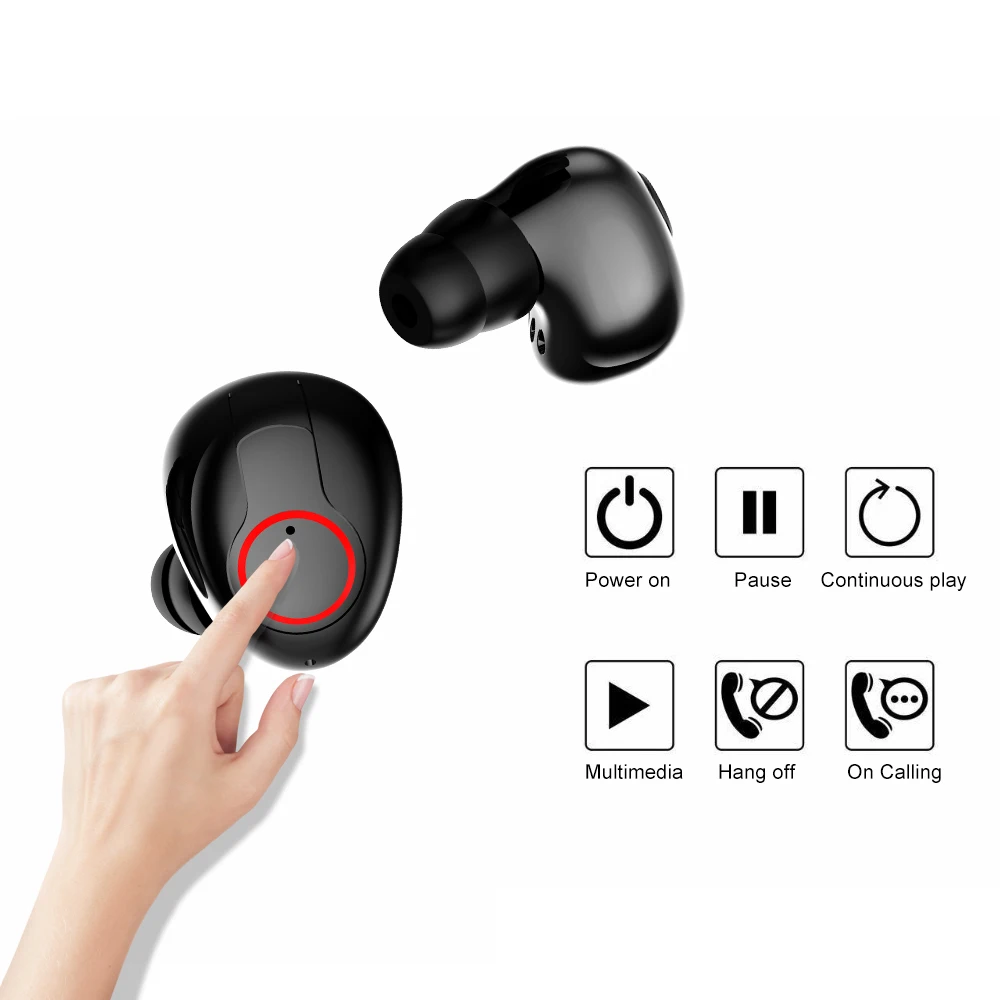 Guangzhou technology truly tws touch control ear phone blue tooth V5.0 water proof wireless earbuds - ANKUX.COM