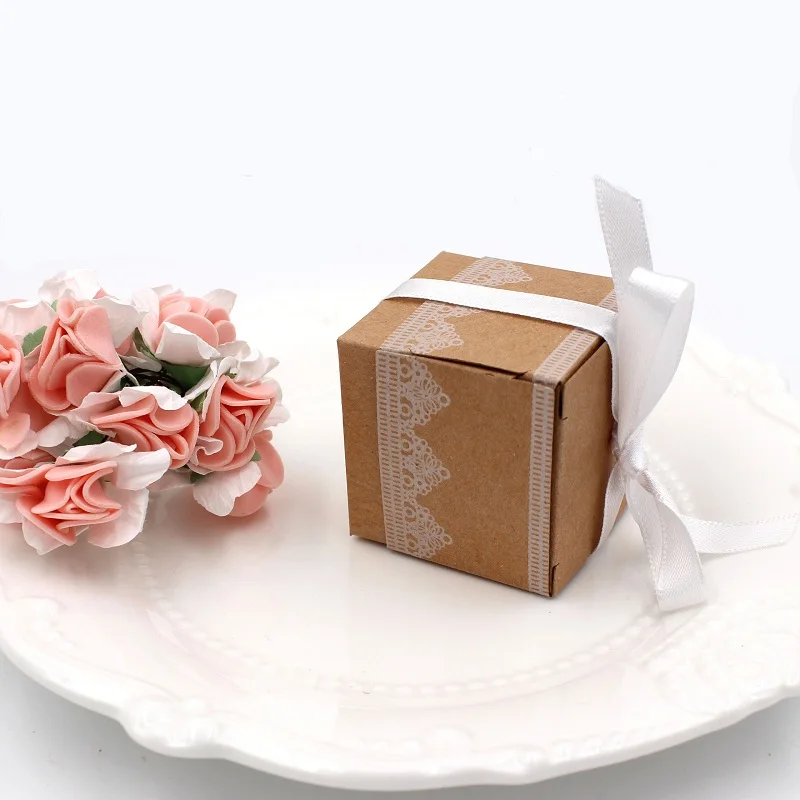 Newest Kraft Paper Box For Wedding Favors Birthday Party Baby Shower Candy Cookies Christmas Party Gift Box Paper Jewelry Boxes 5x5x5cm