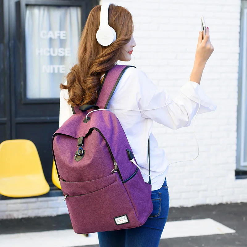 Anti Theft Men Backpack Canvas Large USB Recharging Women Laptop Bag Boy Girl School Bag Teenager Travel Backpack Mochila BP0209 (9)