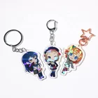 Printed charms acrylic key chain with epoxy hologram keychain Vograce