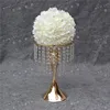 YC-CP02 Wholesale Christmas Gold Metal Iron candlestick wedding decoration Holder with artificial datura flower