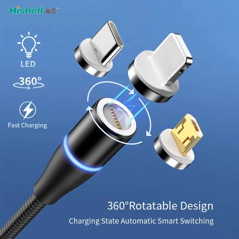 Nylon Braided USB Type-c Fast Charging Cable 3 in 1 Magnetic Charging Cable for lighting/micro/type C cable - ANKUX.COM