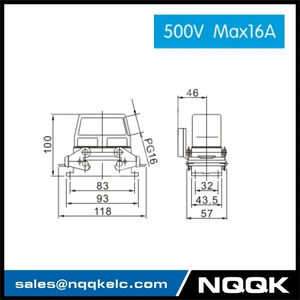 2 HDC HE 01S 500V Max16A  Industrial rectangular plug socket heavy duty connector.jpg