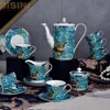 Porcelain Tea Sets Vintage Ceramic Colored Glaze Drinkware With Birds And Flowers /Porcelain Tea Cup Set For Home and Office Use